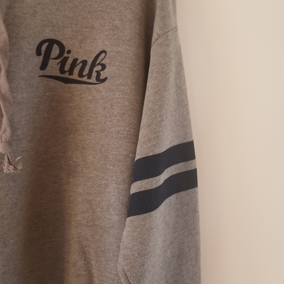 PINK Varsity Hoodie - Gray/Blue Stripes - Picture 3 of 9